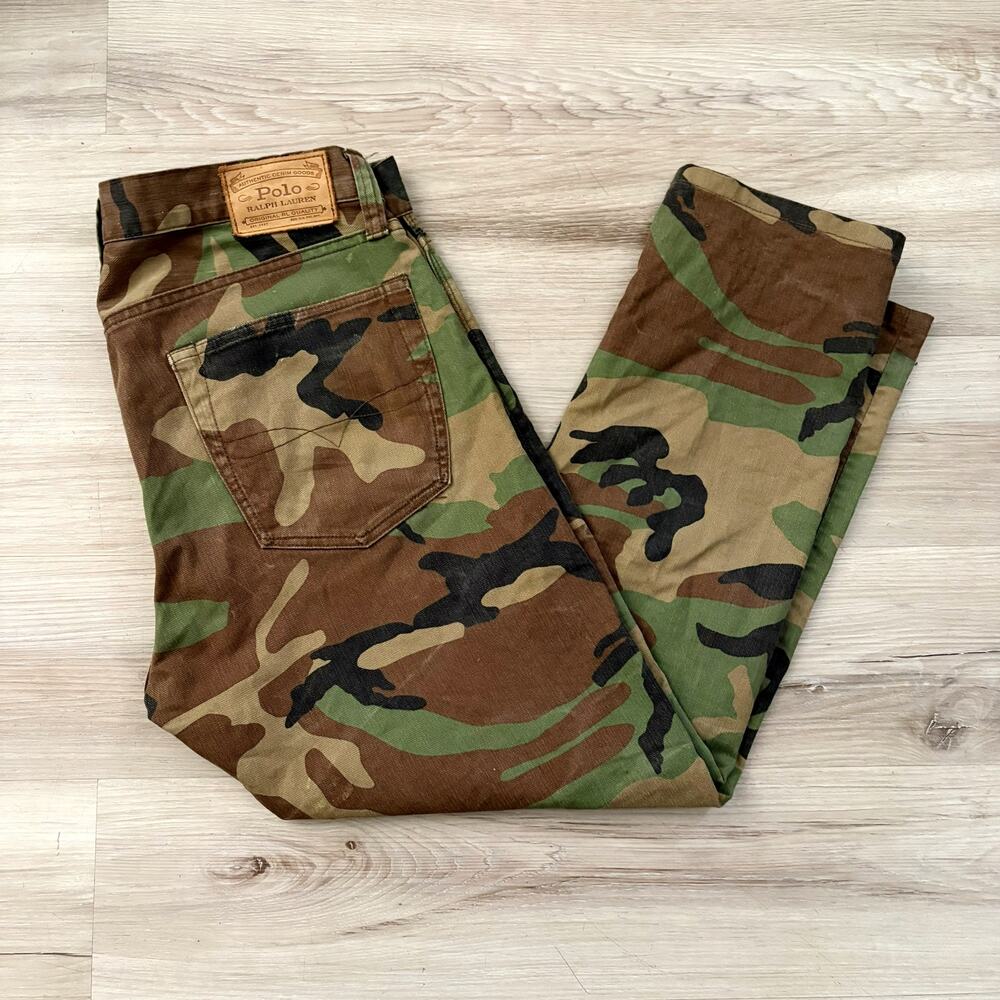 Polo Ralph Lauren Mens Sullivan 32” Slim Straight Camouflage Stretch Denim Jeans